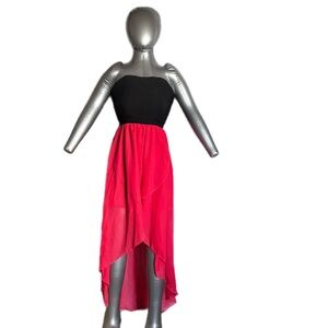 NEW WITH TAGS Charlotte Russe Strapless Dress Red Sheer Skirt w Black Top M